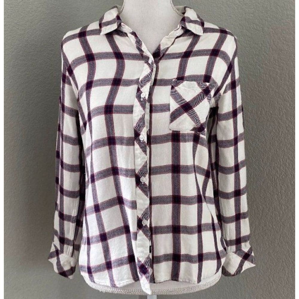 Rails Hunter White, Red, & Navy Blue Plaid Flannel Shirt Small